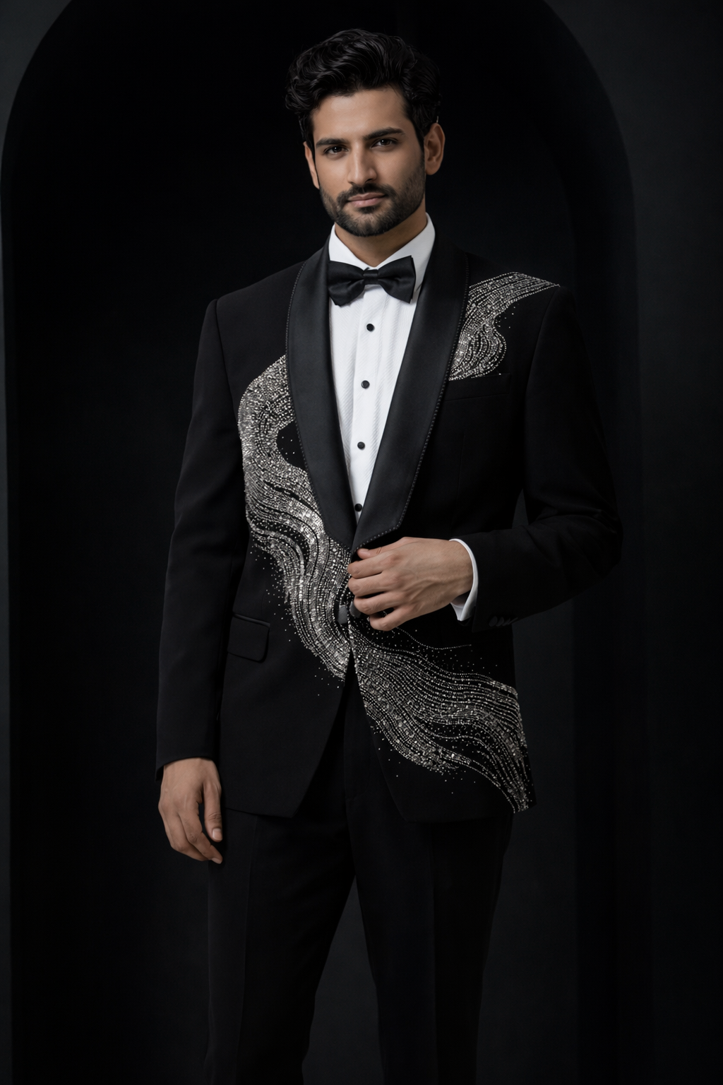 Black Embellished Tuxedo