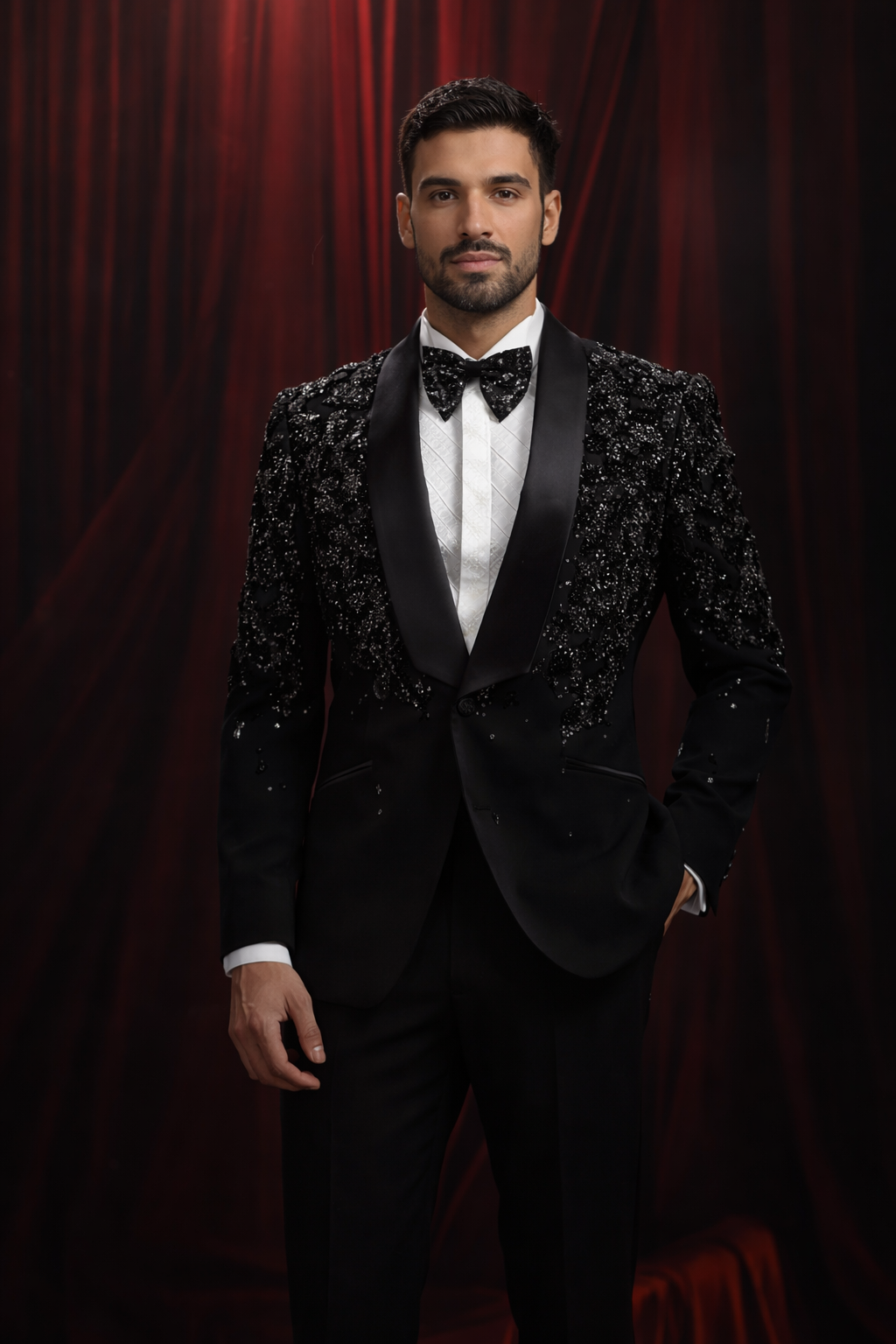 Black Embellished Tuxedo