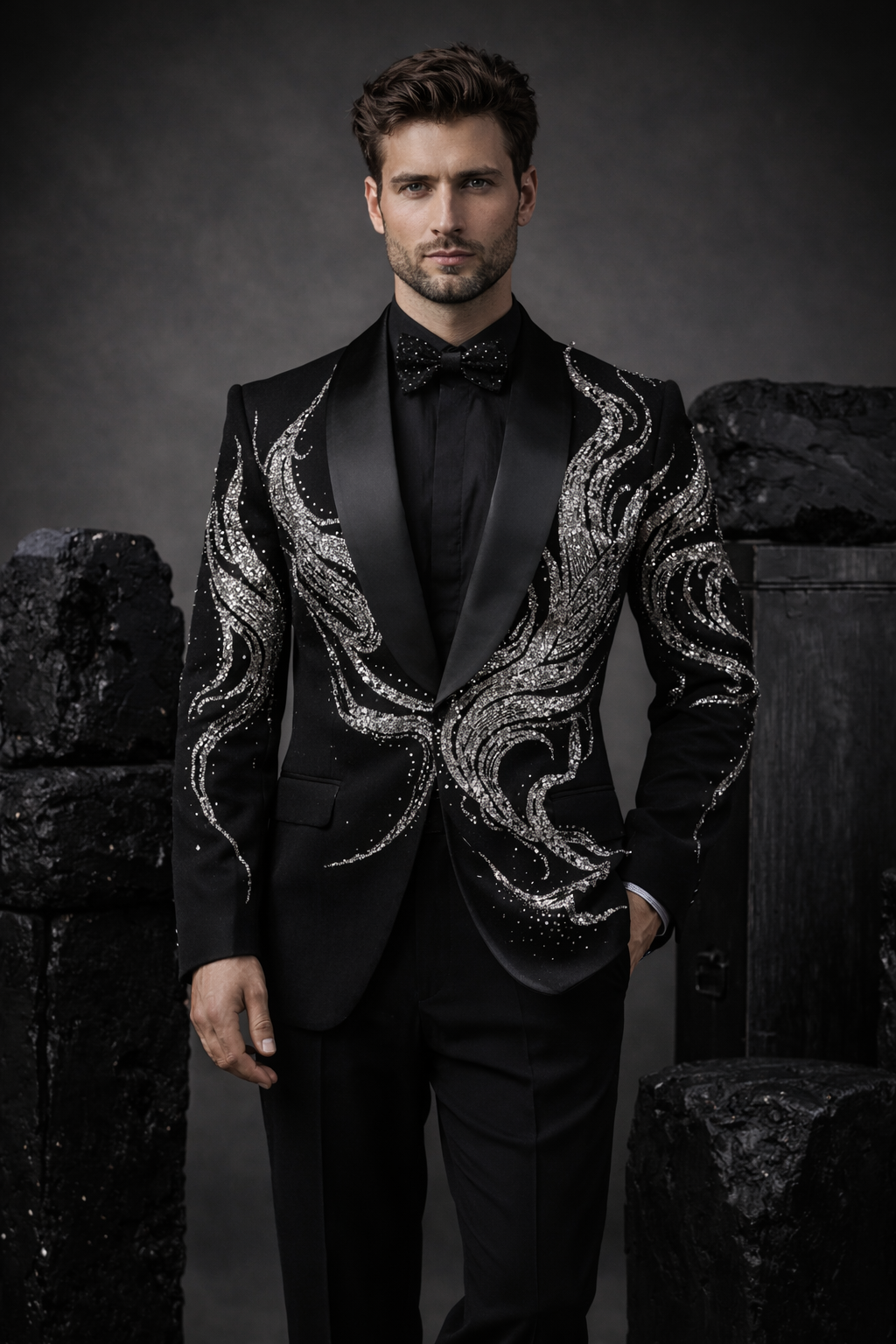 Black Embellished Tuxedo