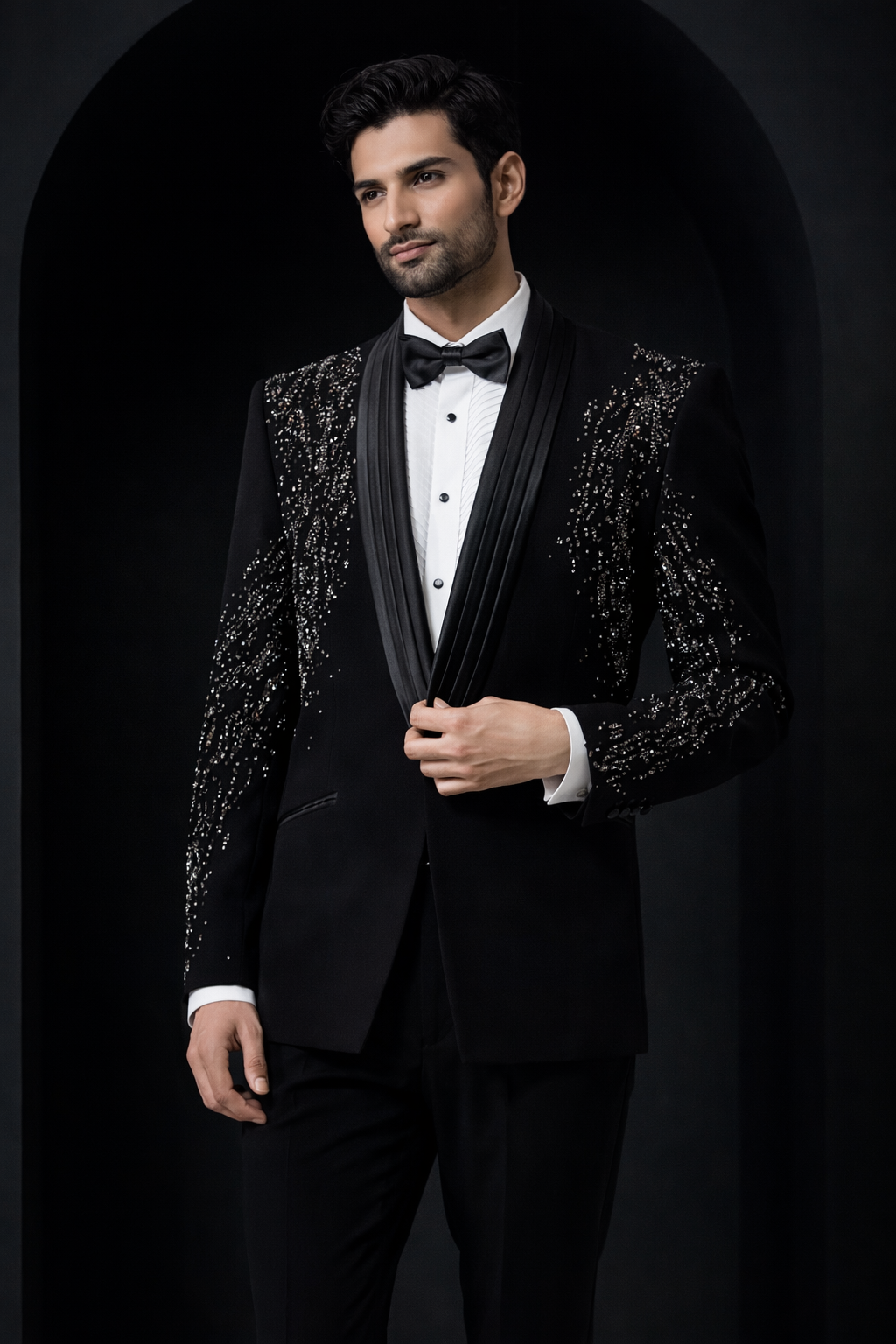 Black Embellished Tuxedo