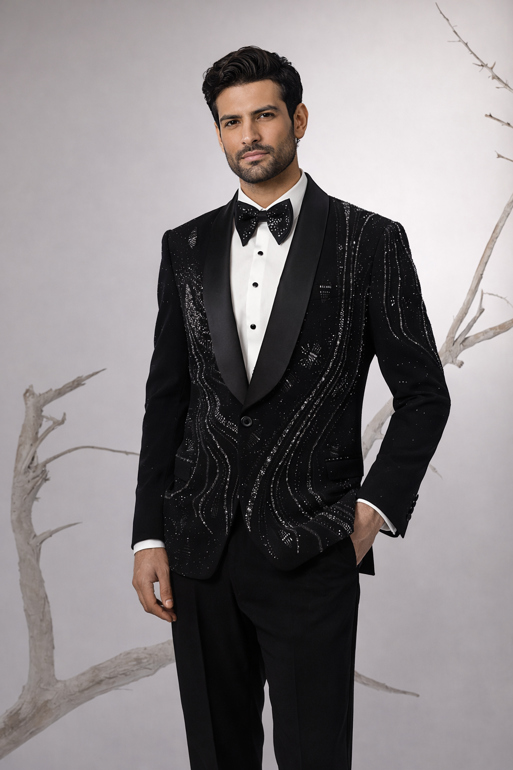 Black Embellished Tuxedo