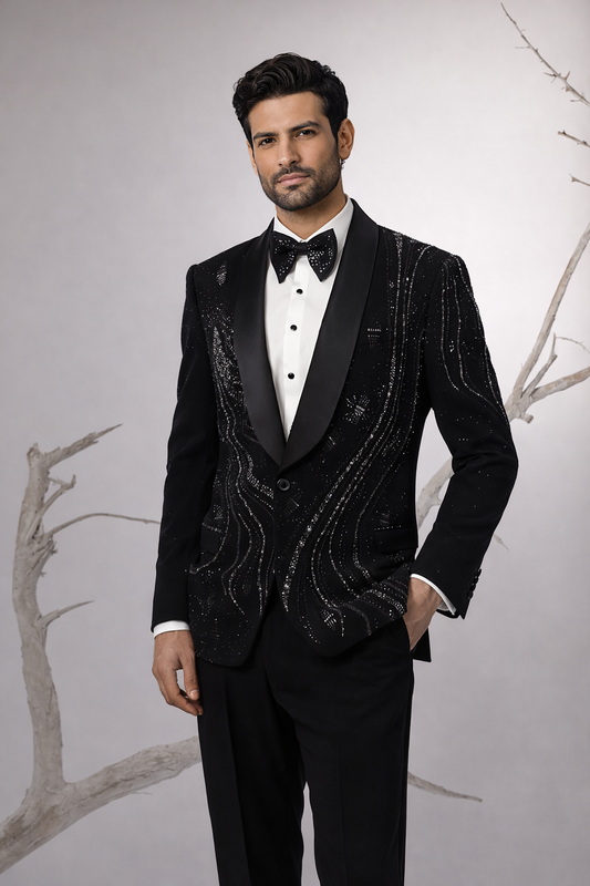 Black Embellished Tuxedo