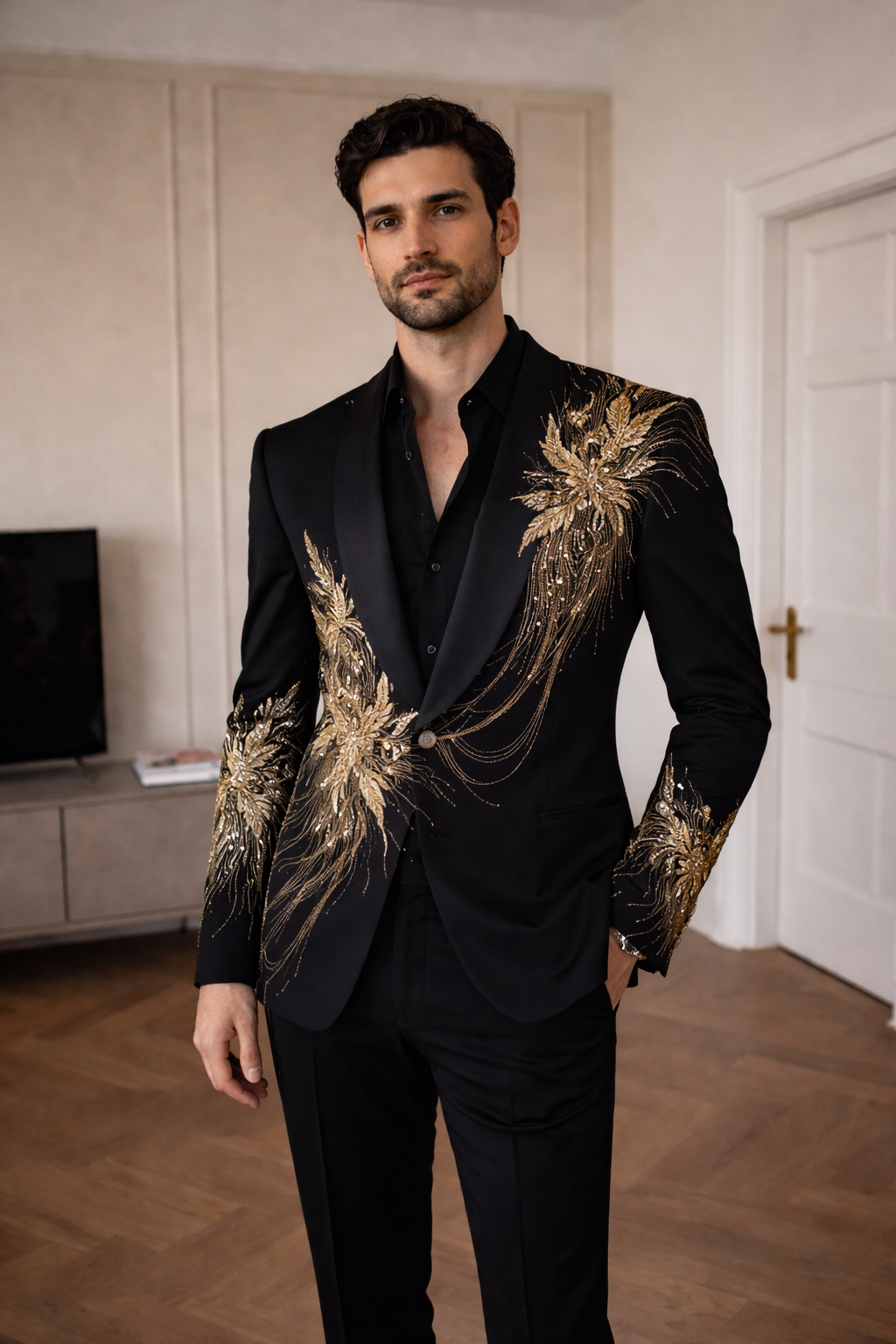 Black Embellished Tuxedo